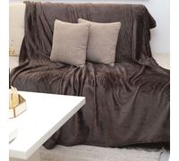 Couverture chaude plaid polaire - Marron Gris - 150x200cm