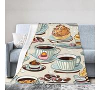 Couverture chaude ultra douce en micro polaire pour climatisation Motif café et bonbons Chocolat
