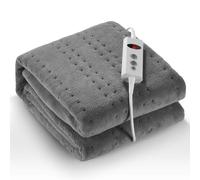 Couverture Chauffante 150 x 80 cm, Chauffe-lit Électrique avec 10 Niveaux de Température et Arrêt Automatique de 1 à 9 Heures, Fixation Facile sur le Lit et Le Matelas, Lavable en Machine