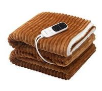 Plaid Chauffant 180x130 - 140w - 9 Temp 29/45â°c - Auto-off - Rã©versible Sherpa/flanelle - Lavable Machine 30â°c - Caramel Terraillon