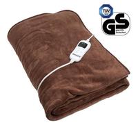 Couverture chauffante 180x130cm 10 niveaux de température minuterie arrêt automatique chauffe-matelas hiver polaire brun
