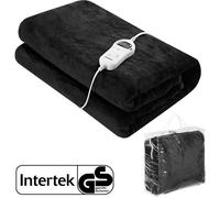 Couverture chauffante 180x130cm anthracite 10 niveaux de chauffage 120W minuterie fonction d’arrêt automatique polaire