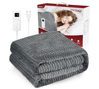 Couverture Chauffante Électrique 180x130cm - Plaid Chauffant avec 9 niveaux de température, Arrêt Automatique 5 Heures - Douce en Flanelle, Lavable en Machine - Pour Lit, Canapé, Bureau et Détente