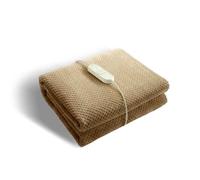 Couverture chauffante électrique, 9 niveaux de température, 60W, minuterie 9H, lavable, 150 x 80 cm, en peluche, couleur marron