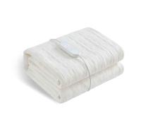 Couverture chauffante électrique, 9 niveaux de température, minuterie 9H, lavable, 60W, 150 x 80 cm, en velours de corail, blanc