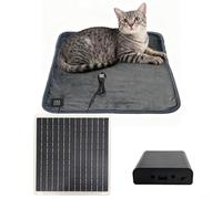 Couverture chauffante électrique à énergie solaire 10 W 5 V avec panneau solaire monocristallin et réglage de la température à trois niveaux pour animaux de compagnie ou camping en plein air, coussin