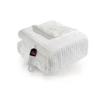 Couverture chauffante électrique avec arrêt automatique, grande couverture chauffante 180 x 130 cm, 6 niveaux et minuterie de 1 à 10 heures avec arrêt automatique, lavable en machine, flanelle douce