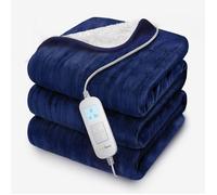 Couverture Chauffante Electrique - Cosi Home - Double XXL 200x150cm - Micro-polaire - Sherpa - Bleu Marine