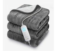 Couverture Chauffante Electrique - COSI HOME - Plaid Double XXL 200x150cm - Micro-polaire - Sherpa - Gris