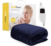 Cosi Home Couverture Chauffante Electrique 2-en-1 - Plaid Chauffant Extra-Large 180x130cm avec Télécommande Numérique, Lavable en Machine, Minuterie et 10 Réglages de Chaleur - Bleu Marine