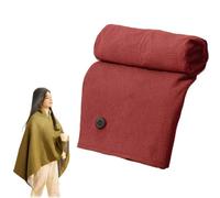 Couverture Chauffante électrique Portable USB, Châle Chauffant 150 X 80 Cm, Alimentée Par Batterie, 3 Niveaux De Chauffage, D'hiver Douce Et Chaude Avec Fermeture éclair, Idéale for Le Bureau(Red)