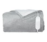 HOMCOM Couverture chauffante, 180 x 130 cm, plaid chauffant avec 10 niveaux de chauffage, minuterie 10 heures, lavable en machine, protection contre la surchauffe, flanelle et velours de coton, gris