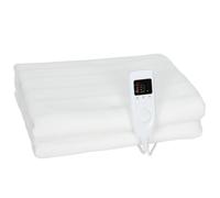Couverture chauffante - HOMCOM - double commande, 5 niveaux de chauffage, minuterie 10H - polyester - 160x140cm - blanc