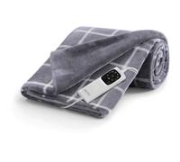 imetec (IMETK) Couverture Chauffante Adapto Velvet Squares - Plaid chauffant 150x95 cm - 6 Températures, Motif Carreaux, Tissu Toucher Velours, Anti Surchauffe, Chauffage Rapide 150 W