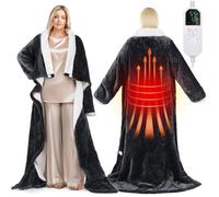 Couverture Chauffante Portative avec Manches et Pieds - 6 Niveaux de Chauffage - Arrêt Automatique 2-10h - 127x178 cm