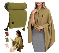 Couverture Chauffante Sans Fil 150 X 80 Cm, Couverture Chauffante Rechargeable USB Camping 3 Réglages Avec Boutons Douce Et Confortable Lavable En Machine Pour Genoux Pieds Maison Bureau (Green)