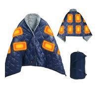 Couverture Chauffante USB électrique Sans Fil, Châle Poncho Chauffant USB écharpe 8 Zones Chauffante Avec 3 Niveaux De Réglage De La Température 160 X 70 Cm, Lavable En Machine (Bleu marine)