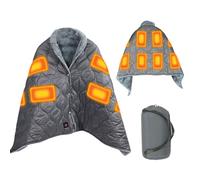 Couverture Chauffante USB électrique Sans Fil, Châle Poncho Chauffant USB écharpe 8 Zones Chauffante Avec 3 Niveaux De Réglage De La Température 160 X 70 Cm, Lavable En Machine (Gris)