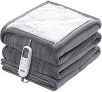 Couverture chauffante VEVOR, 130 x 160 cm, couverture chauffante électrique en laine d'agneau douce de flanelle, lit chauffant avec 9 réglages de temps & 6 réglages de chauffage, couverture chaude com