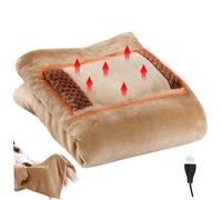 Couverture chauffée 24 x 31 pouces petite couverture de chauffage rapide USB avec grande poche pour les mains lavables jet électrique en peluche pour le canapé canapé voyage brun clair, couverture él