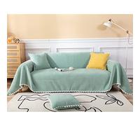 Couverture chenille 180 x 260 cm - Grande housse anti-salissure et anti-poussière et anti-rayures pour canapé d'angle 2 places - Vert gazon