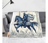 Couverture Chevalier De Puissance, Guerrier Médiéval en Armure À Cheval Couverture Flanelle Moelleuse Multi-Usages Jeté De Canapé pour Chaises Divans 100x125cm