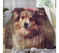 Couverture Chien De Berger - Plaid Polaire Couronne De Chien Chien Mignon Animal - Plaid Lit 2 Personnes en Flanelle Douce et Chaude - Decoration Canape et Couvre Lit 180x220 cm, G-806
