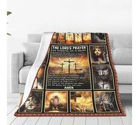 Couverture chrétienne Jésus - Décoration religieuse - Verset de la Bible - Prière catholique - Cadeau inspirant pour femme et homme - Super chaude et douce - Couverture en flanelle polaire pour