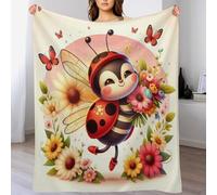 Couverture Coccinelle - Couverture Polaire - Couverture De Canapé en Peluche Flannel Douce Et Moelleuse - Décoration pour Lit, Canapé, Canapé,(150×200cm)