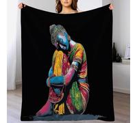 Couverture Coloré Flanelle Imprimée Femmes Indiennes Vêtements, All Saisons Douce et Moelleuse Style D'Art Ethnique Couverture De Voyage, pour Lit Canapé et Voyage Enfants et Adultes 130x150 cm