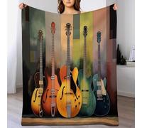 Couverture Coloré Flanelle Imprimée Musique Guitare Électrique, All Saisons Douce et Moelleuse Art Rétro À L'Aquarelle Couverture De Voyage, pour Lit Canapé et Voyage Enfants et Adultes 150x200 cm