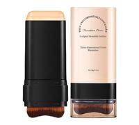 Couverture complète Stick Foundation avec pinceau intégré - Crème de correcteur de finition mate naturelle pour joues au nez Chin du front et clavicule - maquillage éclaircissant hydratant léger