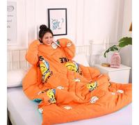 Couverture corps Couverture avec manches Couette multifonctionnelle double face pour paresseux Tissu coton lavé doux pour peau Chaud et doux pour peau Chaud épais Bureau d'accès l'internet(Adult 59*79