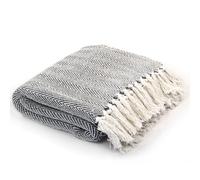 Couverture Coton à Chevrons 220x250 cm Gris Chaise Canapé Lit Décor vidaXL