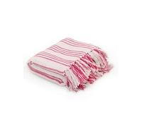 Couverture coton à rayures 160x210 cm Rose et Blanc245325
