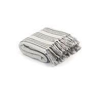 vidaXL Couverture 220x250 cm – Coton recyclé, Gris et blanc – Lavable en machine jusqu'à 40 °C