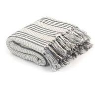 vidaXL Couverture 220x250 cm – Coton recyclé, Gris et blanc – Lavable en machine jusqu'à 40 °C