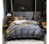 Couverture Couette imprimée en marbre Résumé Ensembles literie Molle Coton égyptien Couvercle deduvet Feuille + doublures lit 2pillow (Couleur: Taille: Reine (Un Roi de 4pcs)