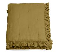 Couverture courtepointe en mousseline de coton 150x150 cm + 5 cm ELZA jaune jasmin