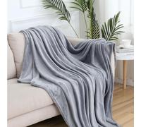 Couverture, Couverture Plaid Polaire Flanelle 100 x 220 cm Polyester, Pelucheuse et Douce, Entretien Facile Couverture Polaire Haute Qualité pour Le Lit, Le Canapé, Le Sofa, Lit et Salon, Gris Clair