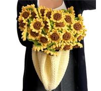 Couverture créative de Bouquet Fleurs 60cm, Produit Fini, Couverture Tournesol au Crochet, couvertures vallée pour la Décoration Intérieure(Yellow)