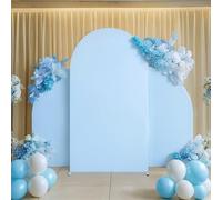 Couverture D’Arche De Mariage Spandex Ajusté Arch Stand Covers, Round Top Chiara Et Half-Moon Arch Backdrop Stands Cover Set De 3, pour La Décoration De Banquet De, Blue