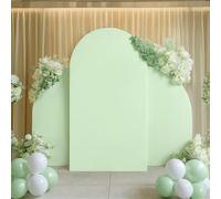 Couverture D’Arche De Mariage Spandex Ajusté Arch Stand Covers, Round Top Chiara Et Half-Moon Arch Backdrop Stands Cover Set De 3, pour La Décoration De Banquet De, Light Green