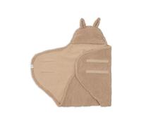 Jollein Couverture d'emmaillotage Baby Miffy - Jacquard Teddy - Biscuit - Avec capuche et fermeture - En polaire douillette - Convient pour ceintures à 3 et 5 points - Pour nacelle et poussette