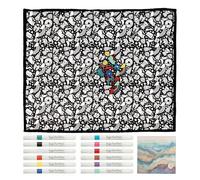 Couverture d'activités de coloriage - Polyester velouté fin 150 x 115 cm, lot de marqueurs lavables, toile de gribouillage réutilisable, de dessin de groupe | célébrations en cla