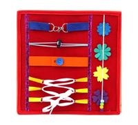 Couverture D'Activités Matériel à Faire Soi-même Tableau D'Éveil Jouet Sensoriel Jeu Éducatif en Tissu Doux pour Les Compétences de Vie Adapté pour Un, Rouge