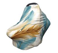 Couverture d'allaitement à plumes aquarelle, couverture complète à 360 °, écharpe bohème extensible pour l'allaitement et le siège de voiture, convient à la plupart des poussettes et landaus