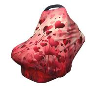 Couverture d'allaitement avec cœurs rouges colorés - Couverture complète à 360° - Écharpe extensible romantique pour l'allaitement et le siège de voiture - Convient à la plupart des poussettes et