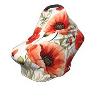 Couverture d'allaitement en forme de coquelicot à l'aquarelle - Couverture complète à 360° - Écharpe extensible pour l'allaitement et le siège de voiture - Convient à la plupart des poussettes et