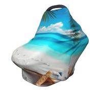 Couverture d'allaitement en forme de palmier de plage - Couverture complète à 360° - Coquillage océan - Écharpe extensible pour l'allaitement et le siège de voiture - Convient à la plupart des